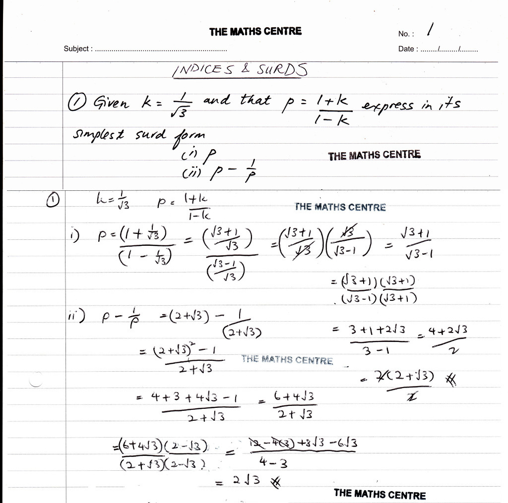 Indices Surds Igcse Year 10 Revision Questions The Maths Centre 