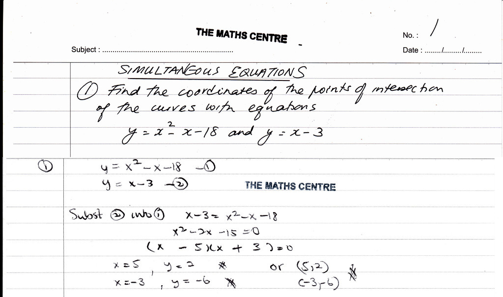 Simultaneous Equations IGCSE Year 10 Revision Questions The Maths Centre